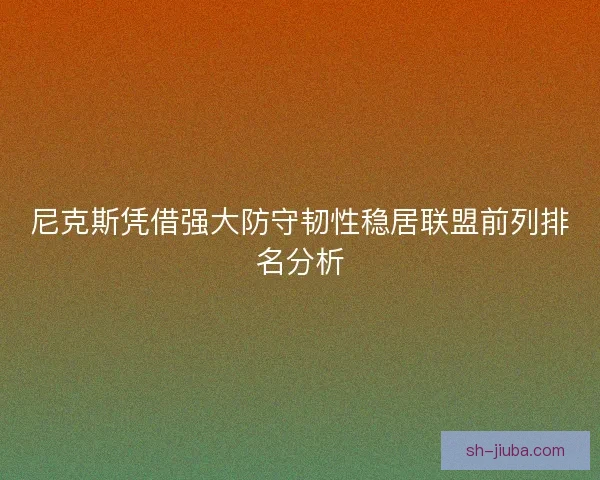 尼克斯凭借强大防守韧性稳居联盟前列排名分析