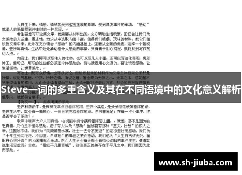 Steve一词的多重含义及其在不同语境中的文化意义解析